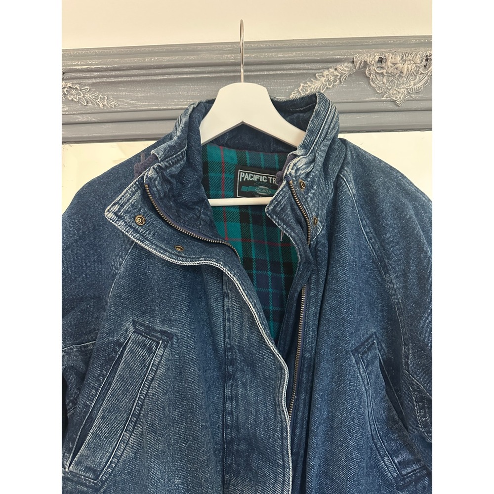 Pacific Trail Vintage Denim Field Jacket Flannel Lined Utility Coat Deadstock S - Picture 6 of 12